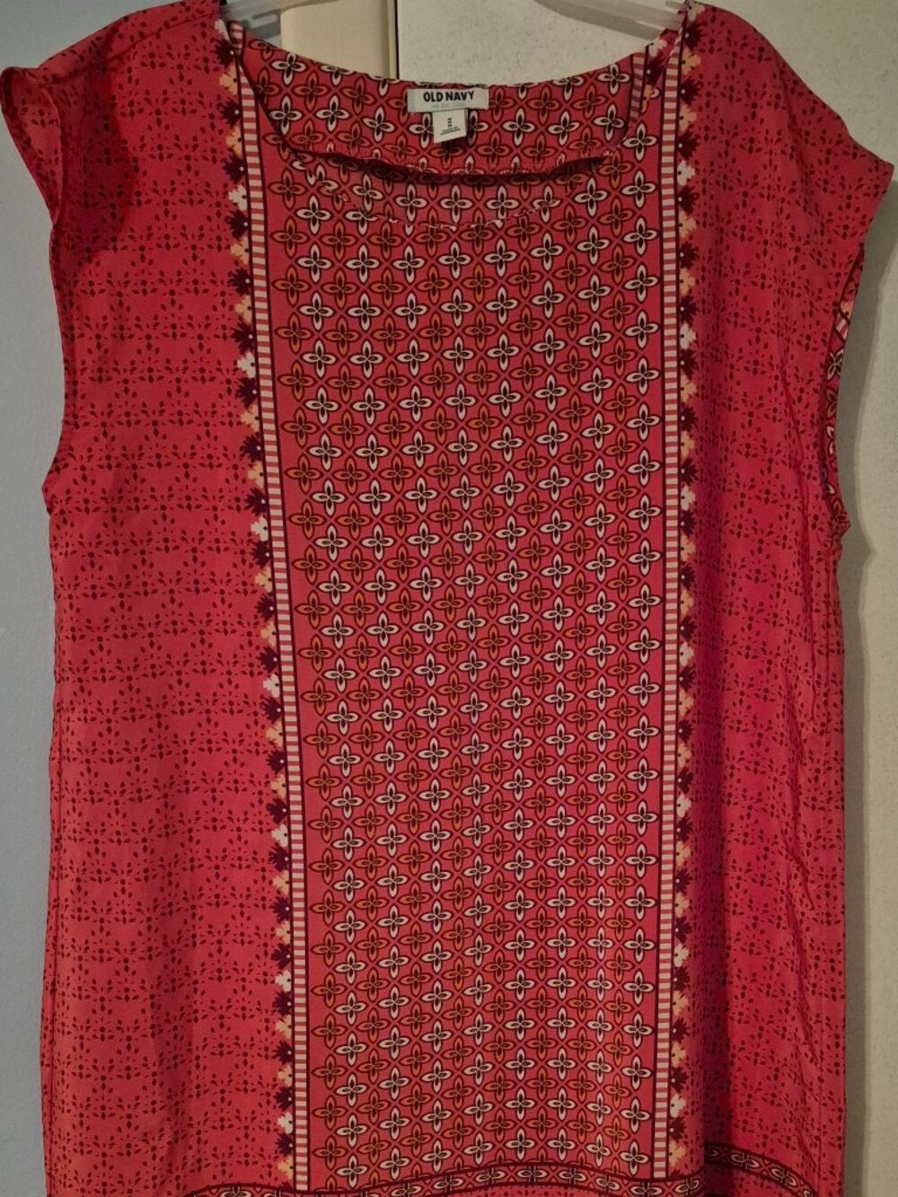 Old Navy Sleeveless Bandana Floral Print Pullover Sheath Dress Pink Red Womens M